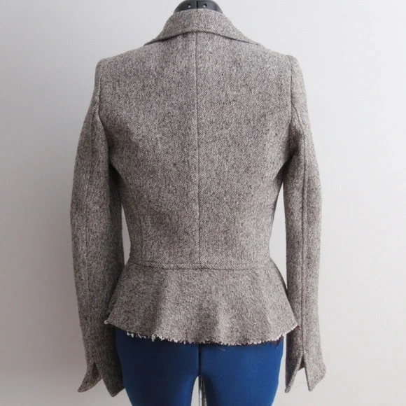 Frayed Hem Tweed Blazer with Peplum Size 4 - Picture 3 of 7